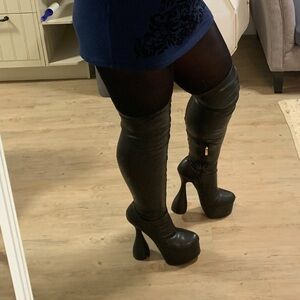 New Over the knee boots, wide calf, black boots, size 11,